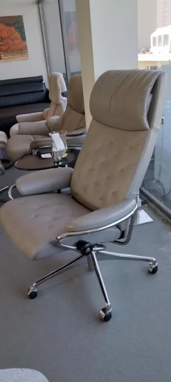 Stressless Bürostühle|Relaxsessel Metro Home Office Leder Paloma Silver Grey Base Mit Hoher Rückenlehne