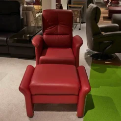 himolla Relaxsessel|Relaxsessel mit Hocker 6001 Leder 24 Longlife Carrara Kirsche Gestell Buche Kopfteil Verstellbar