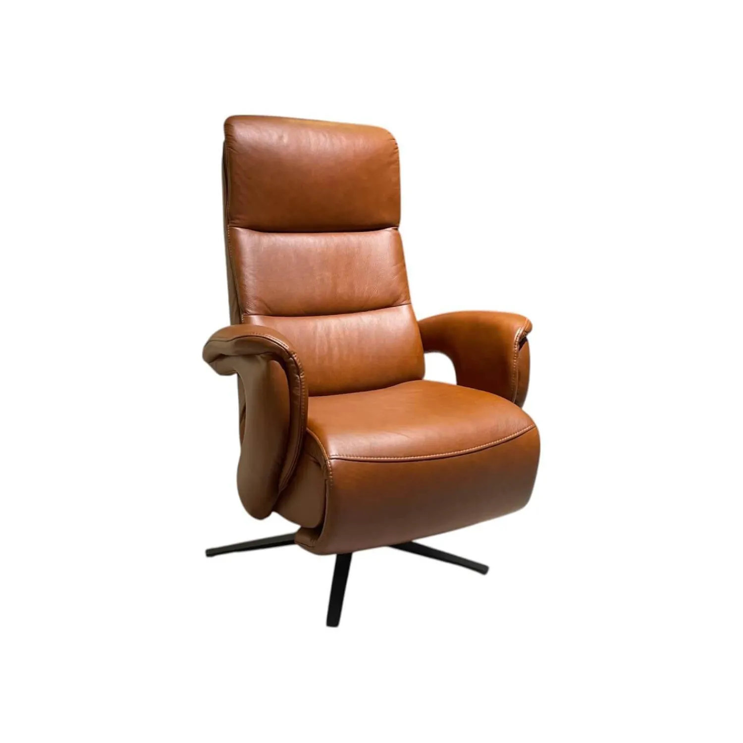 Hukla Relaxsessel|Relaxsessel Mondo Casio R Leder Texas Cognac Braun Sternfuß Pulverbeschichtet Schwarz