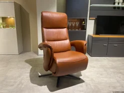 Hukla Relaxsessel|Relaxsessel Mondo Casio R Leder Texas Cognac Braun Sternfuß Pulverbeschichtet Schwarz