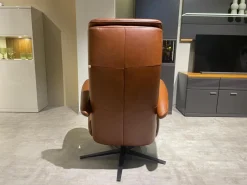 Hukla Relaxsessel|Relaxsessel Mondo Casio R Leder Texas Cognac Braun Sternfuß Pulverbeschichtet Schwarz