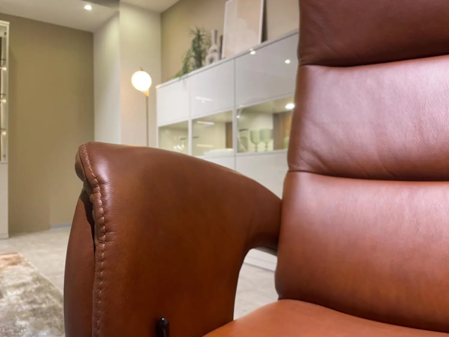 Hukla Relaxsessel|Relaxsessel Mondo Casio R Leder Texas Cognac Braun Sternfuß Pulverbeschichtet Schwarz