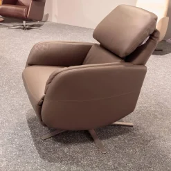 Puhlmann Relaxsessel|Relaxsessel Montreal Bezug Leder Dea 1281 Anthrazit Sternfuß Aluminium Matt Inklusive Akku