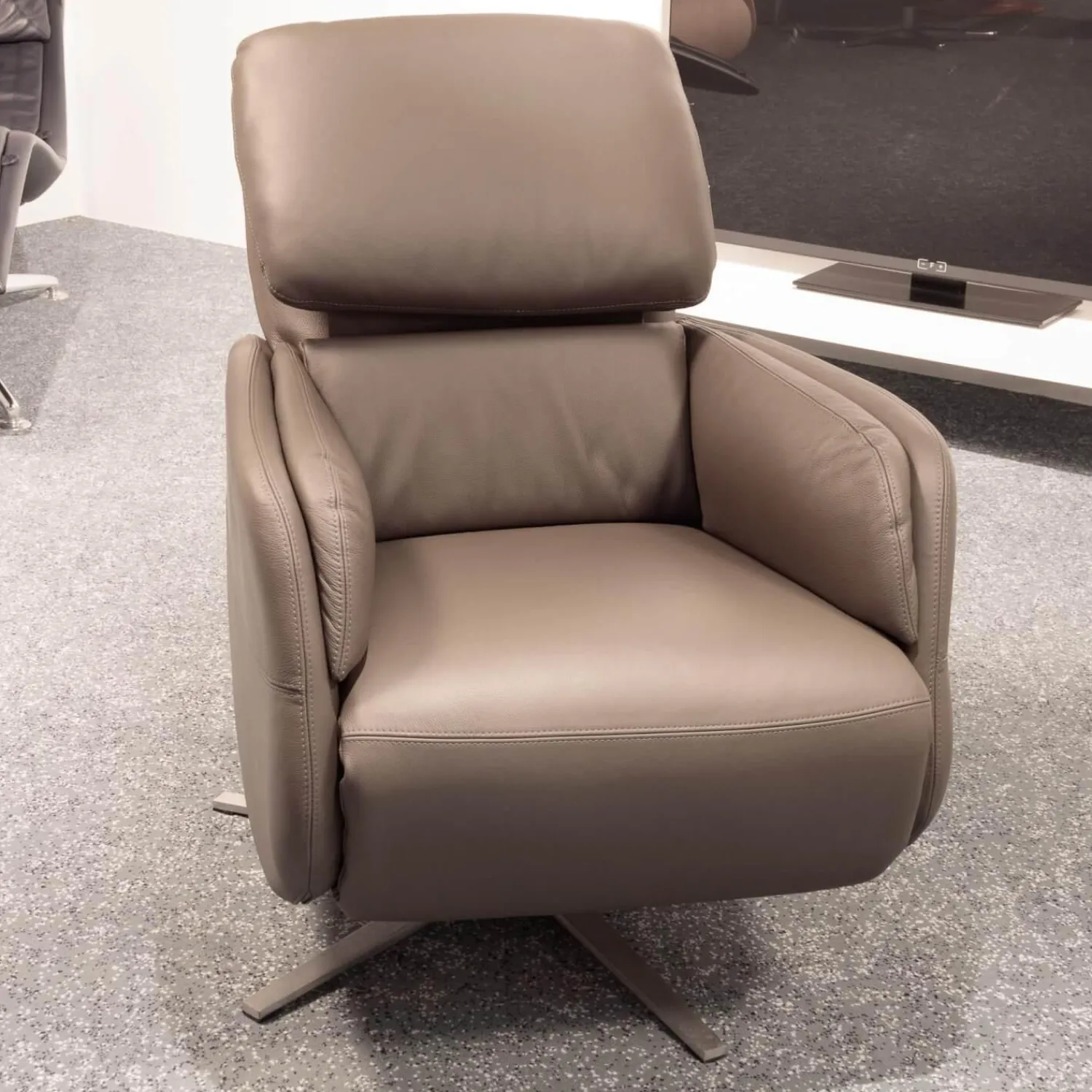 Puhlmann Relaxsessel|Relaxsessel Montreal Bezug Leder Dea 1281 Anthrazit Sternfuß Aluminium Matt Inklusive Akku