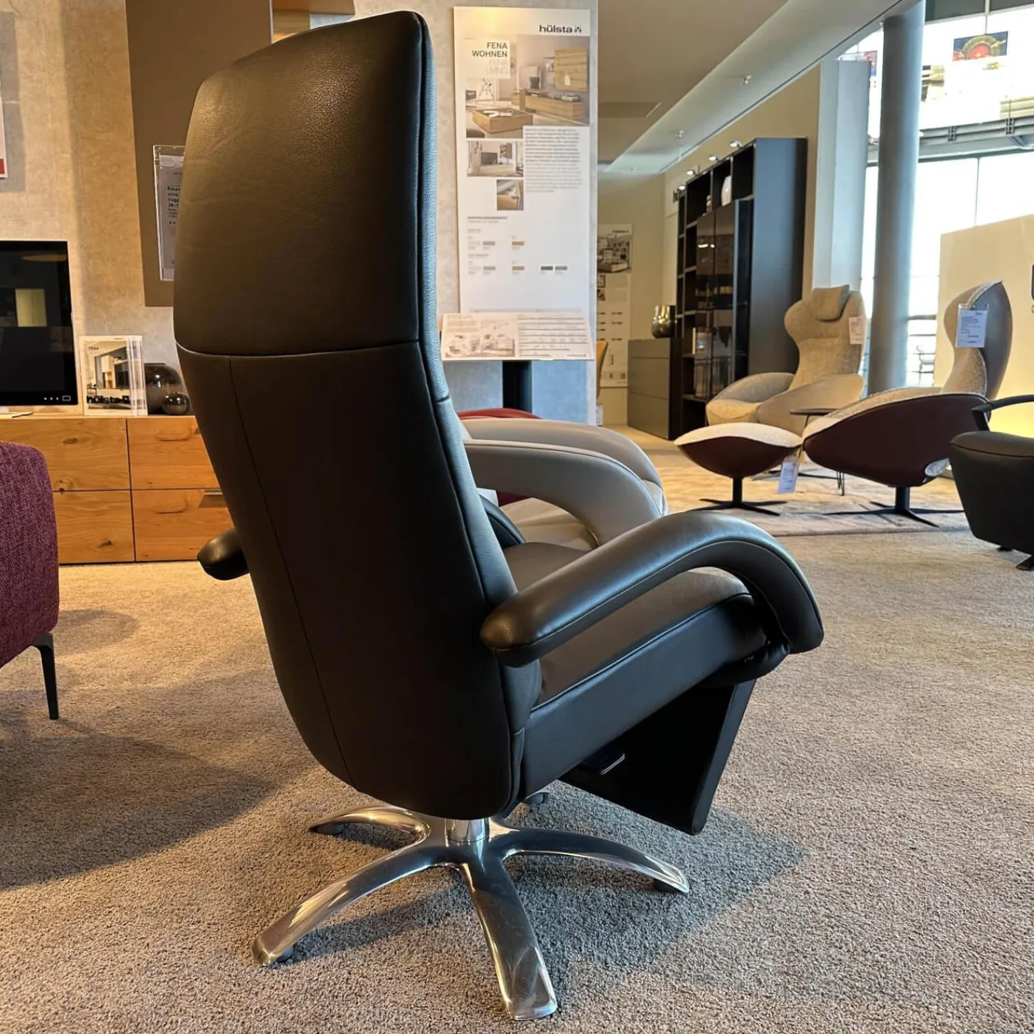 Jori Relaxsessel|Relaxsessel Multi-Move Mini Yoga Leder Konia Bronzo Armlehne Mit Leder Bezogen gestell 5-Sternfuß Ellips Alu Chrom