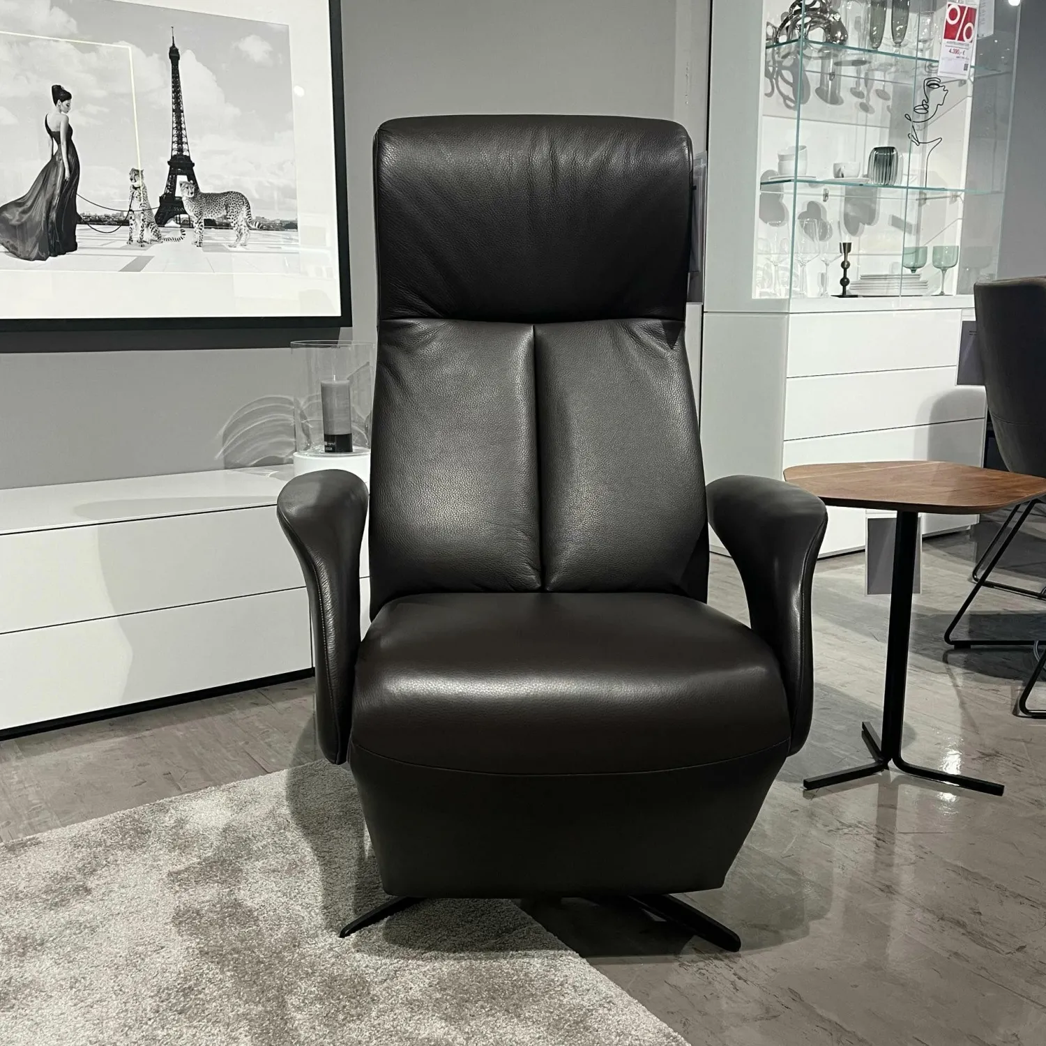 Jori Relaxsessel|Relaxsessel Multi-Move Symphony Leder Lipano Fondente Schwarz 4-Sternfuß Alu Schwarz