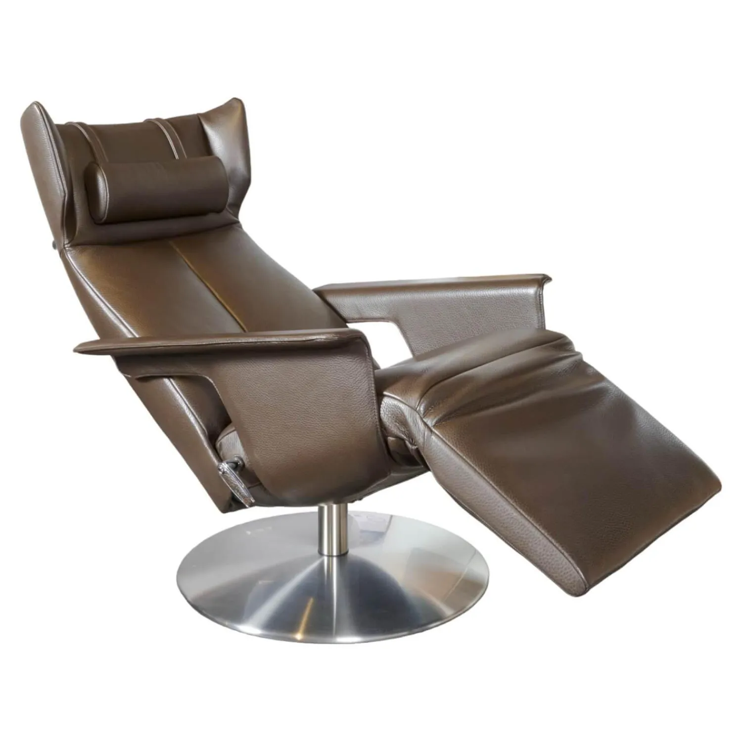 Jori Relaxsessel|Relaxsessel Orea Leder Braun Gestell Silber