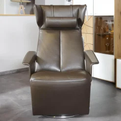 Jori Relaxsessel|Relaxsessel Orea Leder Braun Gestell Silber