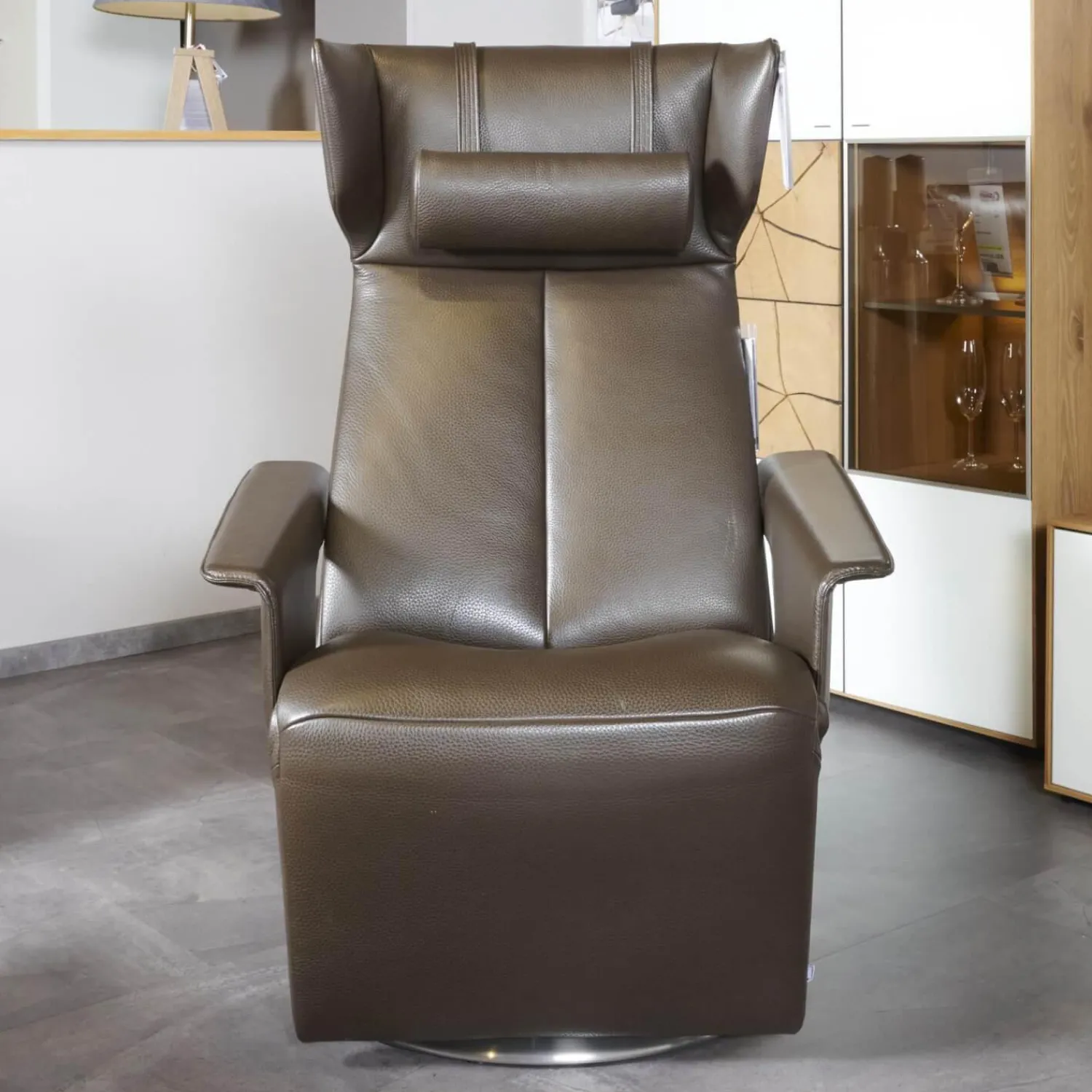 Jori Relaxsessel|Relaxsessel Orea Leder Braun Gestell Silber