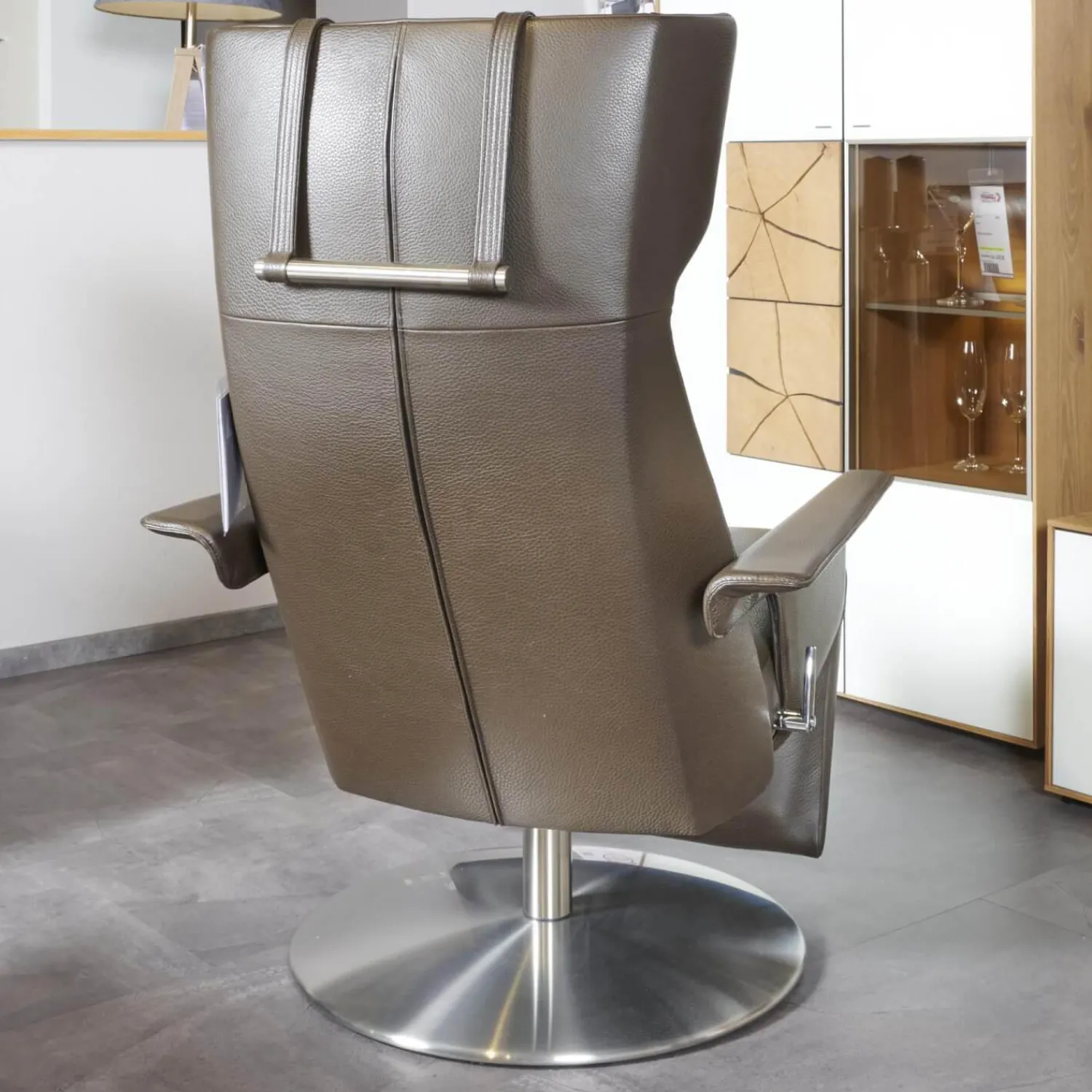 Jori Relaxsessel|Relaxsessel Orea Leder Braun Gestell Silber