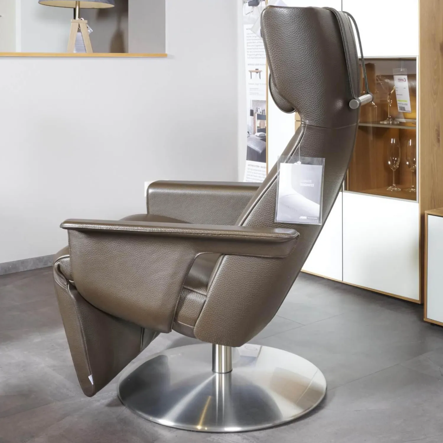 Jori Relaxsessel|Relaxsessel Orea Leder Braun Gestell Silber