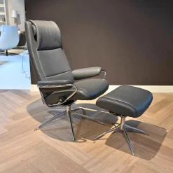 Stressless Relaxsessel|Relaxsessel Paris Leder 096 Noblesse 12 Grau Größe M Hoher Rücken Mit Hocker