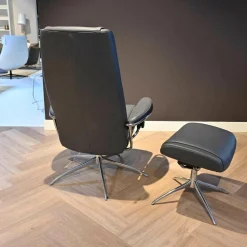 Stressless Relaxsessel|Relaxsessel Paris Leder 096 Noblesse 12 Grau Größe M Hoher Rücken Mit Hocker