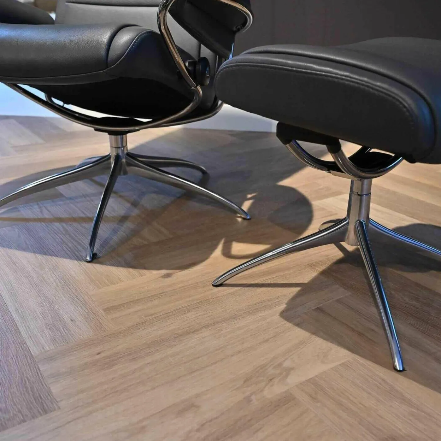 Stressless Relaxsessel|Relaxsessel Paris Leder 096 Noblesse 12 Grau Größe M Hoher Rücken Mit Hocker