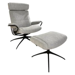 Stressless Relaxsessel|Relaxsessel Paris Stoff Line 11 Light Grey Grau Gestell Star Matt Schwarz Inklusive Hocker Und Kopfstütze
