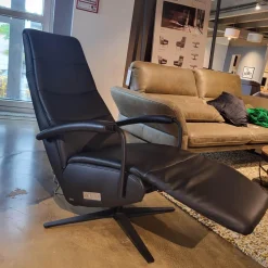 Comfort Republic Relaxsessel|Relaxsessel Rafael Leder Nero PG L30 Medium Schwarz Kreuzfuß Schwarz Relaxfunktion Motorisch
