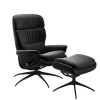 Stressless Relaxsessel|Relaxsessel Rome M Leder Paloma 19 Black Schwarz Base Star Metall 45 Schwarz Matt Mit Verstellbarer Kopfstütze Inklusive Hocker