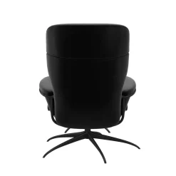 Stressless Relaxsessel|Relaxsessel Rome M Leder Paloma 19 Black Schwarz Base Star Metall 45 Schwarz Matt Mit Verstellbarer Kopfstütze Inklusive Hocker