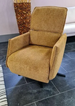 Ponsel Relaxsessel|Relaxsessel S700-16 Stoff 0740/05 Orange Fuß Metall Schwarz mit motorischer Verstellung