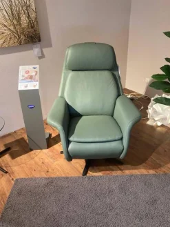 Stressless Relaxsessel|Relaxsessel Sam Leder 94 Paloma Fog 37 Grün mit elektrischer Relaxfunktion