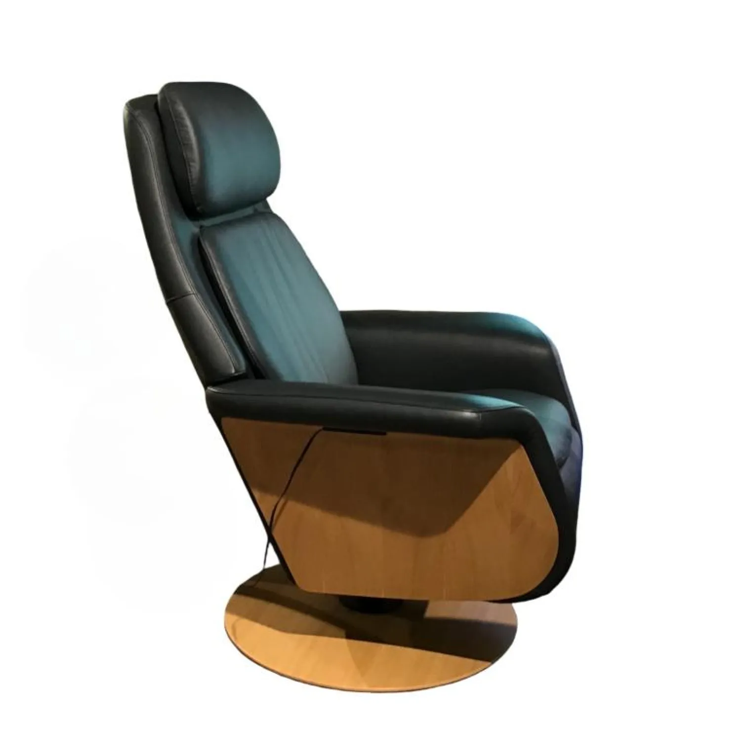 Stressless Relaxsessel|Relaxsessel Sam Wood Disc Leder Paloma Shadow Blue Eiche Natur Gestell mit Verstellfunktion