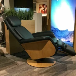 Stressless Relaxsessel|Relaxsessel Sam Wood Disc Leder Paloma Shadow Blue Eiche Natur Gestell mit Verstellfunktion