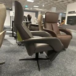 Jori Relaxsessel|Relaxsessel Symphony JR 3860 Multi Move Medi Leder Celia Smoke Grau Braun 4 Stern Fuß Gewellt Schwarz Lackiert