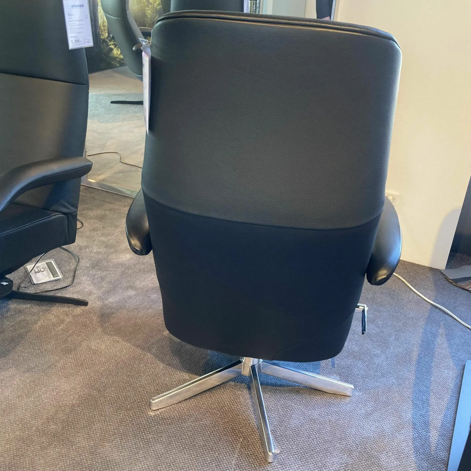 Jori Relaxsessel|Relaxsessel Symphony Leder Celia Nero 5-Sternfuß Aluminium mit manueller Verstellfunktion