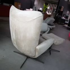 Jori Relaxsessel|Relaxsessel Time Out Nubukleder Cream Braun 4 Sternfuß Bronze Inklusive Hocker