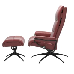 Stressless Relaxsessel|Relaxsessel Tokyo High Back Leder Cori Brick Red Rot Gestell Star Black Matt Inklusive Hocker
