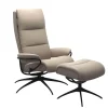 Stressless Relaxsessel|Relaxsessel Tokyo M Leder Paloma Mushroom Grau Beige Base Star Mattschwarz Mit Hoher Rückenlehne Inklusive Hocker
