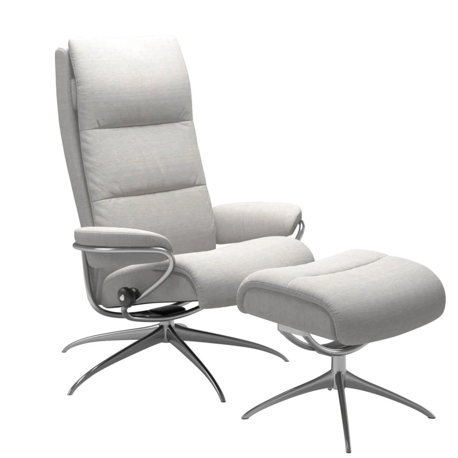 Stressless Relaxsessel|Relaxsessel Tokyo M Stoff Jasmin Light Gray Grau Base Star Aluminium Poliert Mit Hoher Rückenlehne Inklusive Hocker
