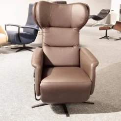 Puhlmann Relaxsessel|Relaxsessel Vegas Bezug Leder Dea 4040 Darkbrown Braun Sternfuss Schwarz Matt Mit 3 Motorischer Verstellung