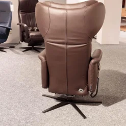 Puhlmann Relaxsessel|Relaxsessel Vegas Bezug Leder Dea 4040 Darkbrown Braun Sternfuss Schwarz Matt Mit 3 Motorischer Verstellung