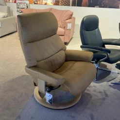 Stressless Relaxsessel|Relaxsessel View 1308010 Classic L Leder Paloma Taupe Grau Gestell Holz Eiche