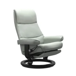 Stressless Relaxsessel|Relaxsessel View M Leder Paloma 73 Breezy Blue Blau Grau Gestell 05 Schwarz Classic Mit Power Leg And Back Funktion