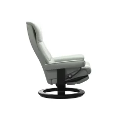 Stressless Relaxsessel|Relaxsessel View M Leder Paloma 73 Breezy Blue Blau Grau Gestell 05 Schwarz Classic Mit Power Leg And Back Funktion
