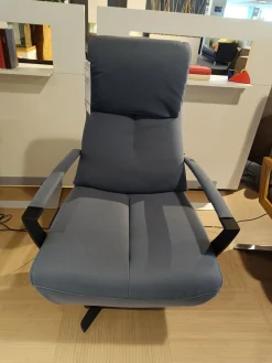 WK Wohnen Relaxsessel|Relaxsessel WK 616 Carlos Leder G Davinci Night Blau Grau 4 Sternfuß Metall Black Schwarz Matt Mit Motorischer Kopfteilverstellung Und Aufstehhilfe