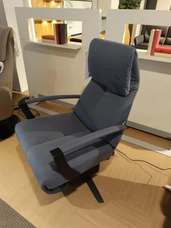 WK Wohnen Relaxsessel|Relaxsessel WK 616 Carlos Leder G Davinci Night Blau Grau 4 Sternfuß Metall Black Schwarz Matt Mit Motorischer Kopfteilverstellung Und Aufstehhilfe