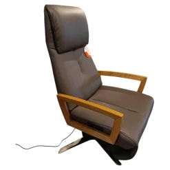 WK Wohnen Relaxsessel|Relaxsessel WK 616 Carlos Leder Longlife E Soft Schlamm Braun Armelehnen Eiche Geölt 4 Sternfuß Metall Chrom Thermo Vital Infrarot Sitz Und Rückenheizung