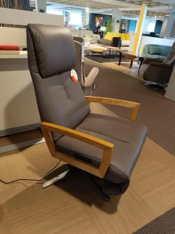 WK Wohnen Relaxsessel|Relaxsessel WK 616 Carlos Leder Longlife E Soft Schlamm Braun Armelehnen Eiche Geölt 4 Sternfuß Metall Chrom Thermo Vital Infrarot Sitz Und Rückenheizung