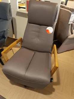 WK Wohnen Relaxsessel|Relaxsessel WK 616 Carlos Leder Longlife E Soft Schlamm Braun Armelehnen Eiche Geölt 4 Sternfuß Metall Chrom Thermo Vital Infrarot Sitz Und Rückenheizung