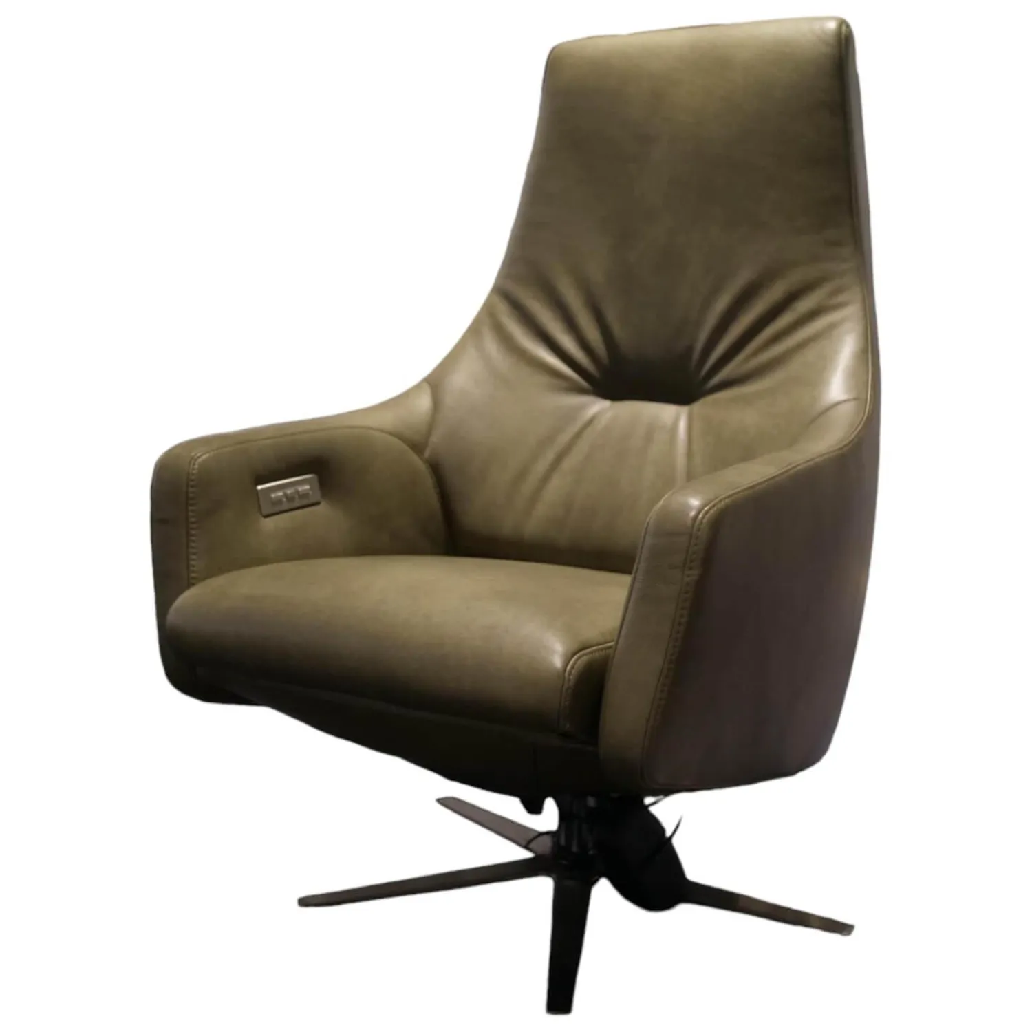 WK Wohnen Relaxsessel|Relaxsessel WK 683 Hailey Medium Bezug Leder Polo 1102 Grün Sternfuß Edelstahl