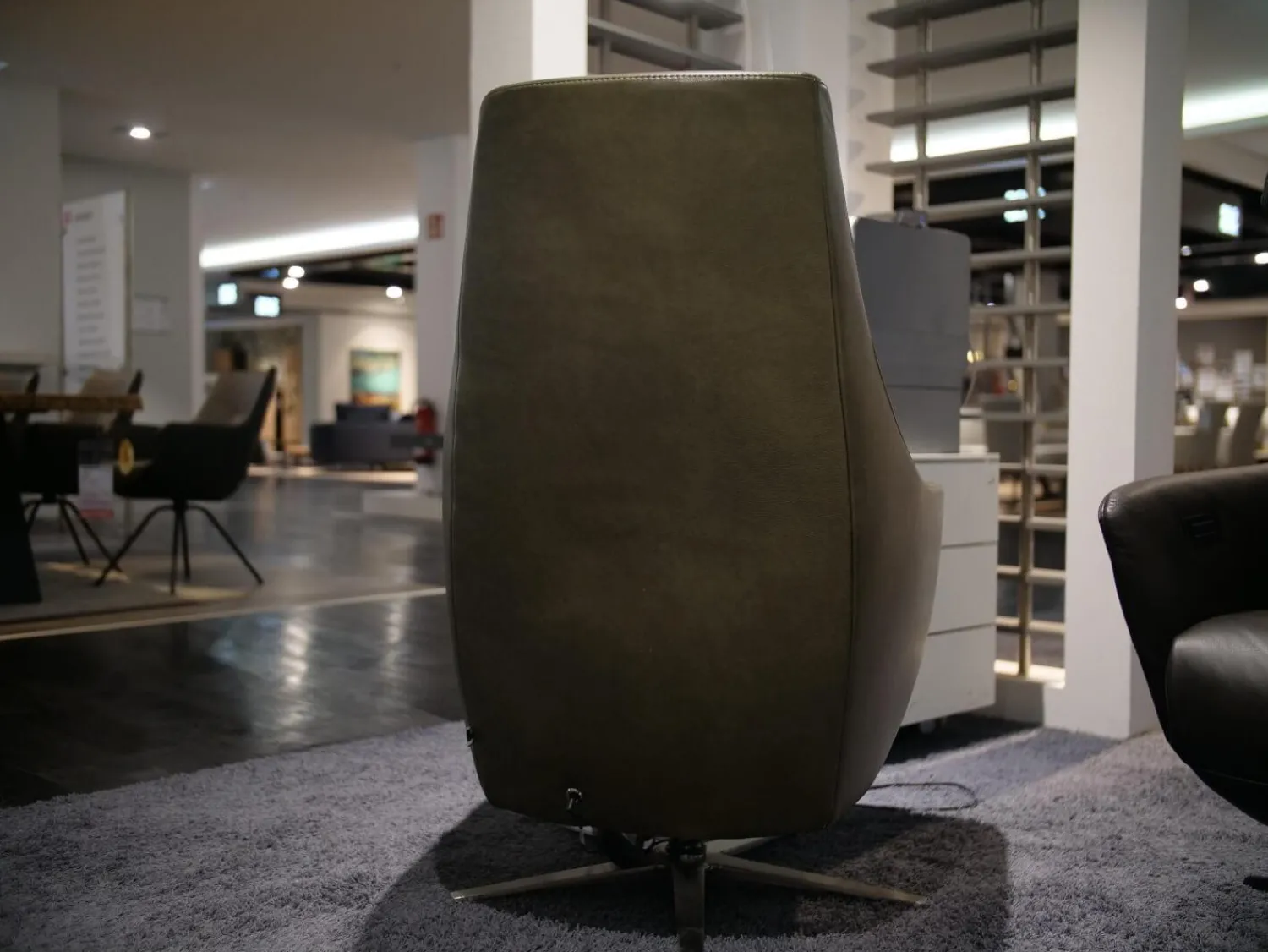 WK Wohnen Relaxsessel|Relaxsessel WK 683 Hailey Medium Bezug Leder Polo 1102 Grün Sternfuß Edelstahl