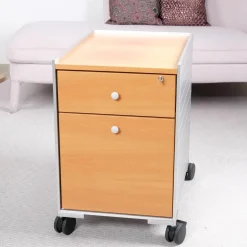 Vitra Regale & Container|Rollcontainer Spatio Aluminium Natur Abdeckplatte Und Front Furnier Eiche Hell