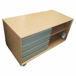 Renz Regale & Container|Rollcontainer Verso Front Aluminium Korpus Eiche Hell Offenes Fach Rechts