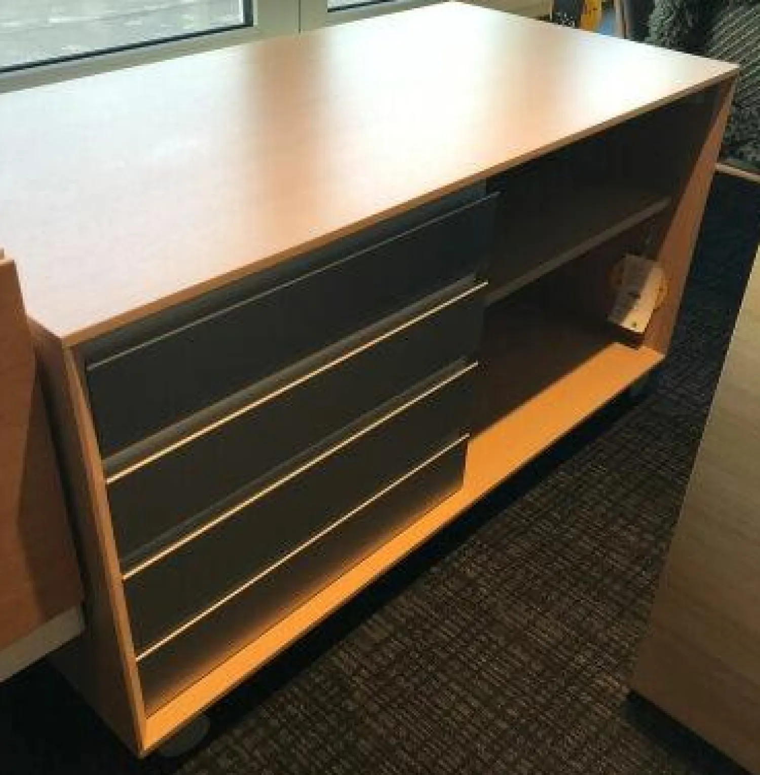 Renz Regale & Container|Rollcontainer Verso Front Aluminium Korpus Eiche Hell Offenes Fach Rechts