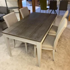 Selva Essgruppen|Romantica Esstisch Eiche Trüffel Gekalkt Mit Vier Stühlen Stoff Darwin Sand