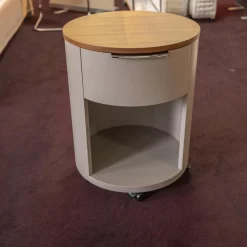 Schönbuch Kommoden & Sideboards|Rundkommode Conga Platte Nussbaum Furniert Korpus Basisfarbe Beige Grau Flachgriff 90 Chrom Glänzend Mit 5 Möbelrollen