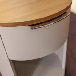 Schönbuch Kommoden & Sideboards|Rundkommode Conga Platte Nussbaum Furniert Korpus Basisfarbe Beige Grau Flachgriff 90 Chrom Glänzend Mit 5 Möbelrollen